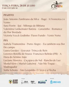 46ª Coxilha Nativista e 40ª Coxilha Piá apresentam as canções classificadas