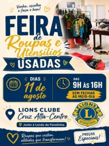 Lions Clube promove feira de roupas e utensílios usados em Cruz Alta