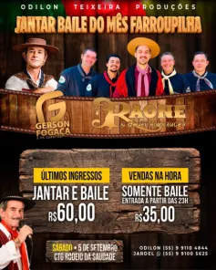 Sábado é dia de Jantar Baile do Mês Farroupilha no CTG Rodeio da Saudade