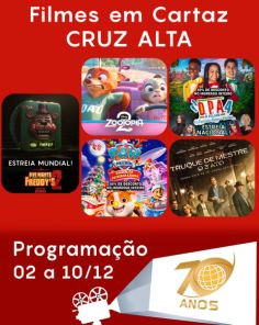 DOMINGO: Confira a programação de filmes  no Cine Globo de Cruz Alta