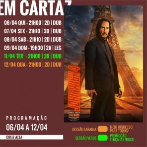 Confira a programação do cinema de Cruz Alta para o final de semana de Páscoa