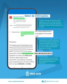 Prefeitura de Cruz Alta alerta população sobre golpes por e-mail e mensagens