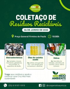 Coleta de recicláveis ocorre nesta sexta na Praça General Firmino