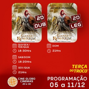 DOMINGO: Confira a programação de filmes  no Cine Globo de Cruz Alta