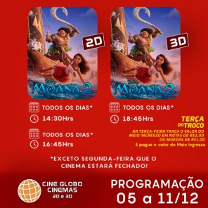 DOMINGO: Confira a programação de filmes  no Cine Globo de Cruz Alta