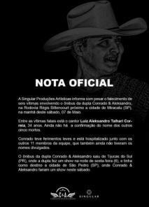 Cantor sertanejo Aleksandro, de dupla com Conrado, morre em acidente de ônibus