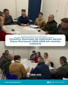Conselho de Habitação aprova PPA 2026–2029 em Cruz Alta