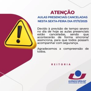 UNICRUZ cancela aulas presenciais devido à chuva e falta de energia