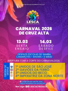 Falta pouco: Carnaval de Cruz Alta será no próximo fim de semana