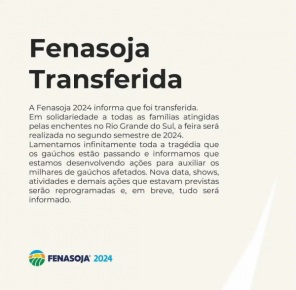 TRANSFERIDA> Fenasoja transfere evento para o segundo semestre