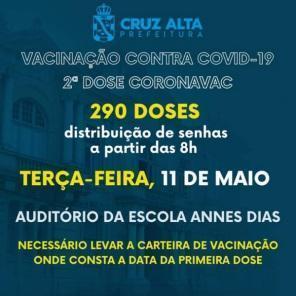 Vacinação contra a Covid-19 retorna na próxima segunda-feira em Cruz Alta