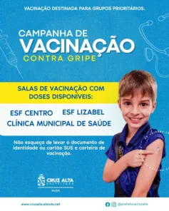 Cruz Alta mantém vacinação contra a gripe em três unidades de saúde