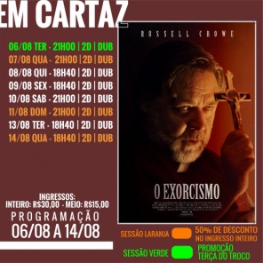 DOMINGO: Confira a programação de filmes  no Cine Globo de Cruz Alta