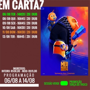 DOMINGO: Confira a programação de filmes  no Cine Globo de Cruz Alta