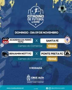 5ª rodada do Citadino de Futebol Livre movimenta campos de Cruz Alta