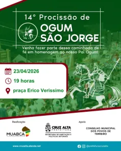 DIA 23 DE ABRIL>Procissão de Ogum São Jorge reforça fé e tradição em Cruz Alta