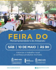 Feira do Microempreendedor e do Artesanato será neste sábado em Cruz Alta