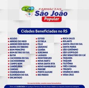 CHEIAS>Farmácias São João disponibiliza de graça medicamentos de uso contínuo 
