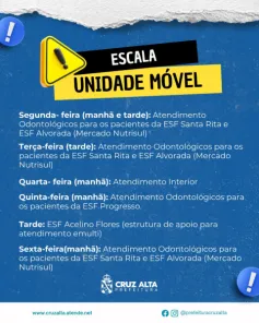 Prefeitura divulga escala de atendimentos da Unidade Móvel de Saúde