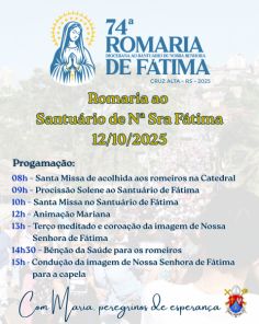 É NO DOMINGO> Cruz Alta se prepara para a 74ª Romaria ao Santuário de Fátima