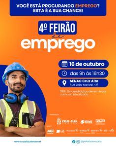 Cruz Alta realiza o 4º Feirão de Emprego no dia 16 de outubro