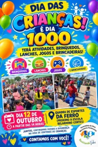 Dia das Crianças com 4 mil lanches, brinquedos e bolo de 7 metros em Cruz Alta