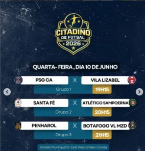 Citadino de Futsal 2026 terá três partidas nesta quarta-feira em Cruz Alta