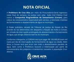 SEM ÁGUA: Justiça define multa para a Corsan de R$ 100 Mil Reais por dia 