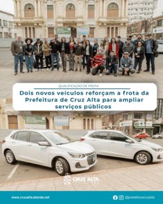 Prefeitura de Cruz Alta entrega novos veículos para duas secretarias