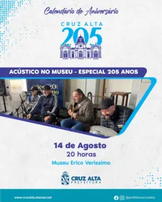 Acústico no Museu celebra os 205 anos de Cruz Alta com música