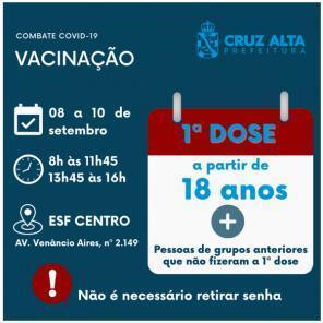 Confira a vacinação contra a Covid-19 em Cruz Alta nesta sexta-feira