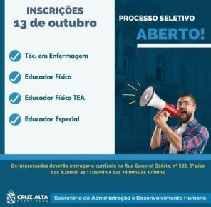 Prefeitura de Cruz Alta anuncia processo seletivo para área da saúde