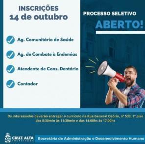 Prefeitura de Cruz Alta anuncia processo seletivo para área da saúde 
