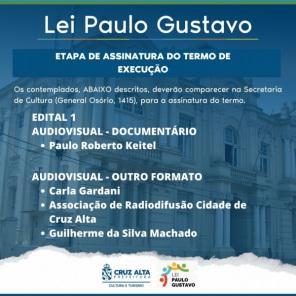 LEI PAULO GUSTAVO: Contemplados do Edital 1 são chamados para assinatura