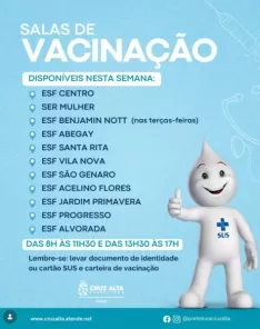 VACINAS > Salas de vacinação atendem em várias unidades