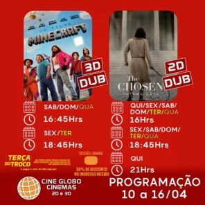 DOMINGO: Confira a programação de filmes  no Cine Globo de Cruz Alta 