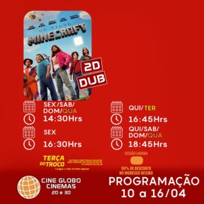 DOMINGO: Confira a programação de filmes  no Cine Globo de Cruz Alta 