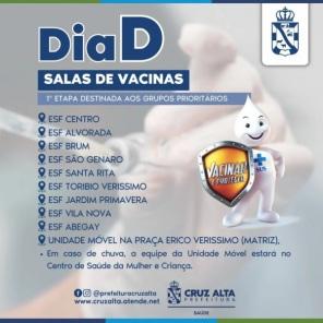 Dia D de vacinação contra a gripe será amanhã, sábado dia 13,  em Cruz Alta 