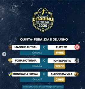 Citadino de Futsal 2026 terá três partidas nesta quinta-feira em Cruz Alta