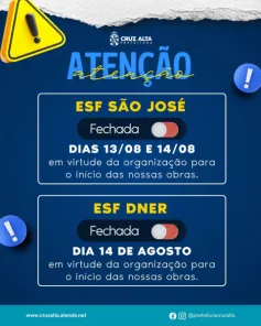 Cruz Alta transfere atendimentos de duas ESFs durante reformas