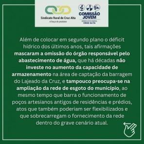 Sindicato Rural  divulga nota de esclarecimento sobre o Lajeado da Cruz