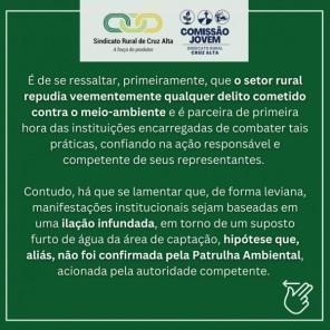 Sindicato Rural  divulga nota de esclarecimento sobre o Lajeado da Cruz