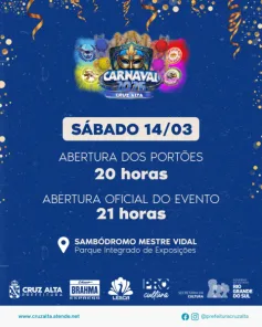 CARNAVAL DE CRUZ ALTA> Hoje os ensaios técnicos no sambódromo Mestre Vidal