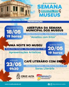Cruz Alta promove Semana Municipal dos Museus com programação cultural