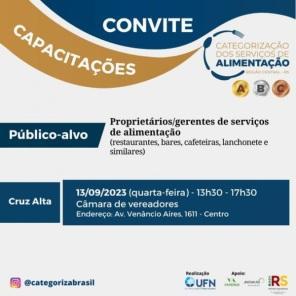 Cruz Alta terá capacitação de Categorização dos serviços de alimentação