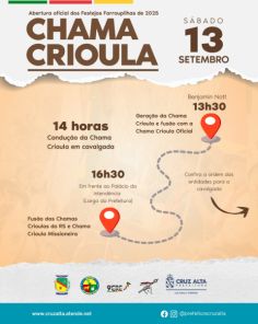Cruz Alta recebe a Chama Crioula em cerimônia abrindo os Festejos Farroupilhas