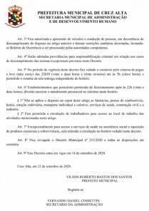 Atualização de Decreto altera horário do Toque de Recolher