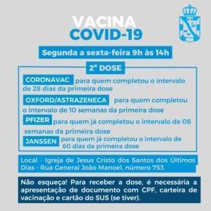 Vacinação contra a covid-19 de 1º, 2º ,3º e 4º doses essa semana em Cruz Alta 