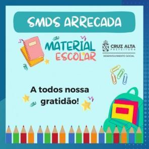 SMDS realiza arrecadação de materiais escolares novos e usados até o dia 20