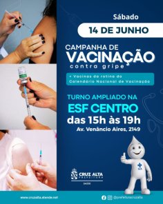 Vacinação contra a gripe terá turno ampliado neste sábado em Cruz Alta